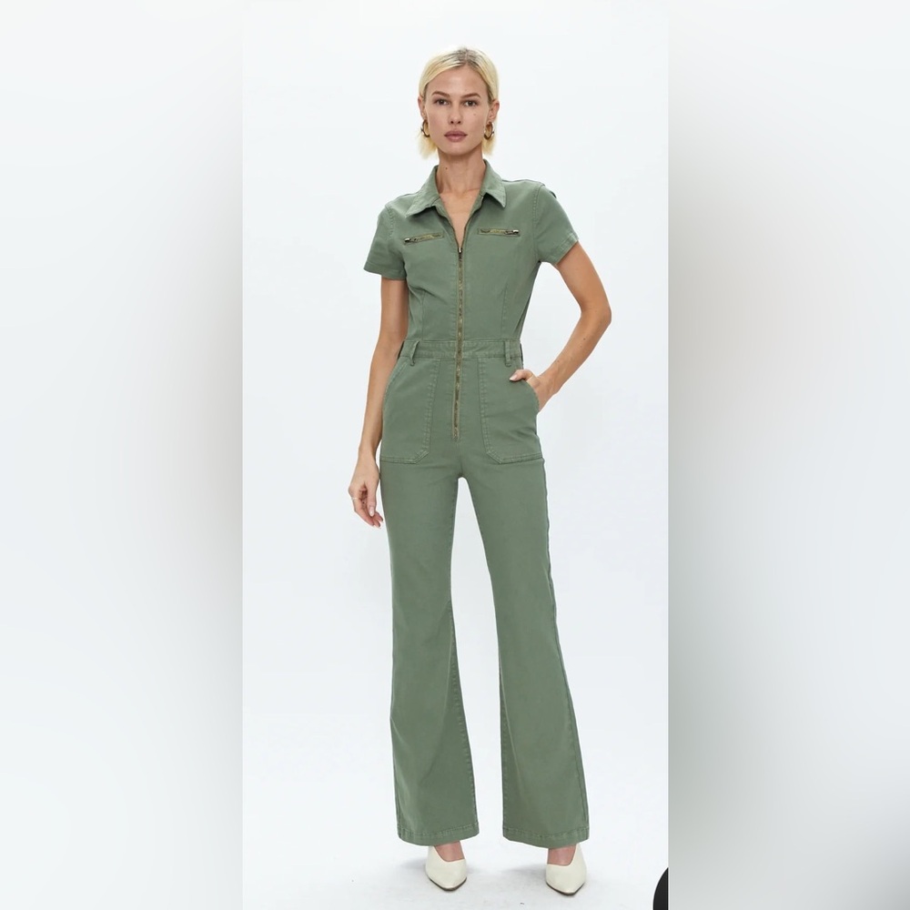 pistola Olive Utility Zip-Front Jumpsuit